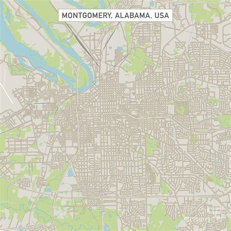 Montgomery Alabama Us City Street Map Digital Art By Frank Ramspott
