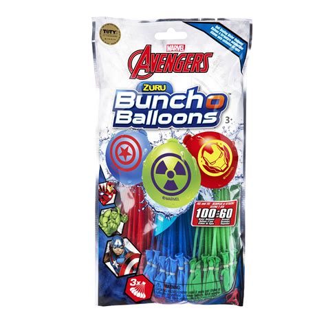 Marvel Bunch O Balloons Self-Tie Water Balloons (3 bunches - 100 Total Water Balloons) by ZURU ...