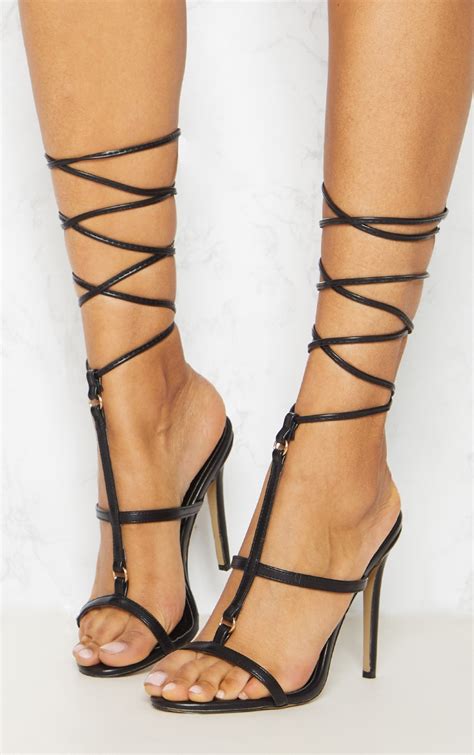 Black Strappy Gladiator Sandal Shoes Prettylittlething Aus