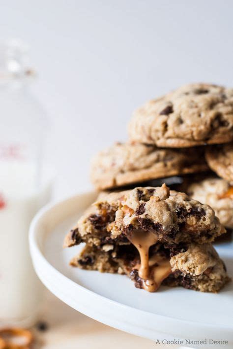 The perfect sweet/salty/caramely snack with a bit of crunch. Beer and pretzel caramel stuffed chocolate chip cookies ...