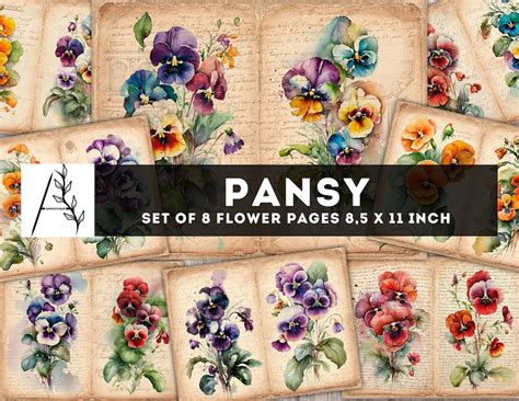 Pansy Junk Journal Kit Pansy Journal Printable Pages Junk Journal