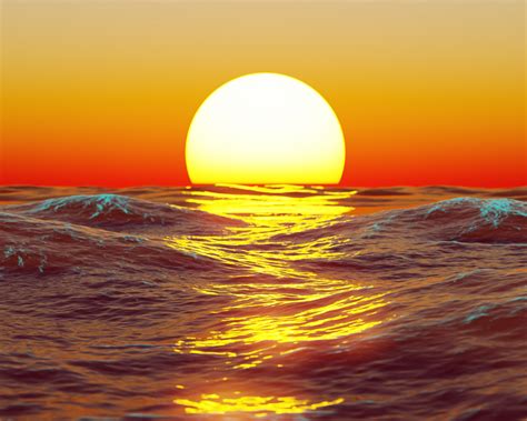 Download Wallpaper 1280x1024 Seascape Sunset Sea Surface Digital Art