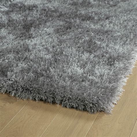 Modern Loom Posh Shag Silver Solid Modern Rug From The Shag Rugs