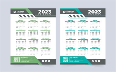 2023 Yearly Calendar Template Vector