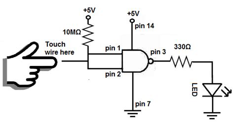 How To Build A Touch Sensor Circuit With A Nand Gate Chip