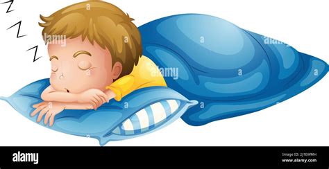 Illustration Of A Little Boy Sleeping On A White Background Stock
