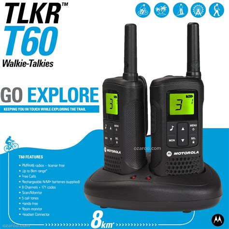 Motorola Talker Tlkr T60 2 Way Walkie Talkie 8km Pmr 446 Radio 2 Pack