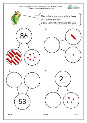 Partitioning numbers: complete part whole models - Counting by URBrainy.com