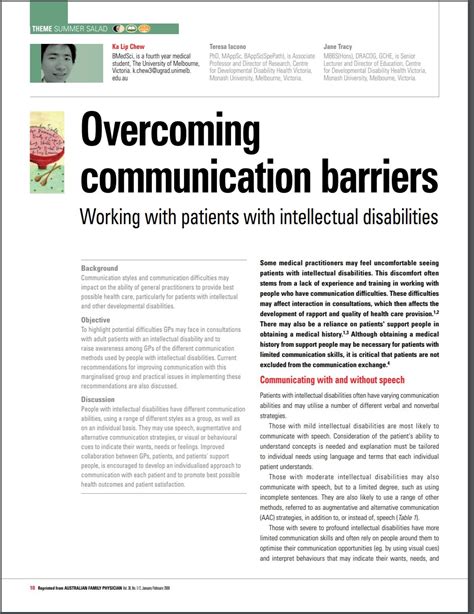 The Front Page Of An Article About Overcoming Communication Barriers