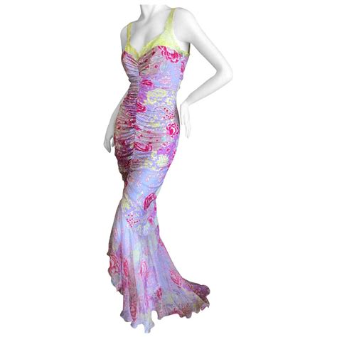 Emanuel Ungaro Lace Trimmed Vintage Silk Evening Dress By Peter Dundas