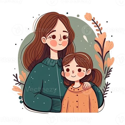 Mother And Daughter Cartoon Cutout 21665701 Png