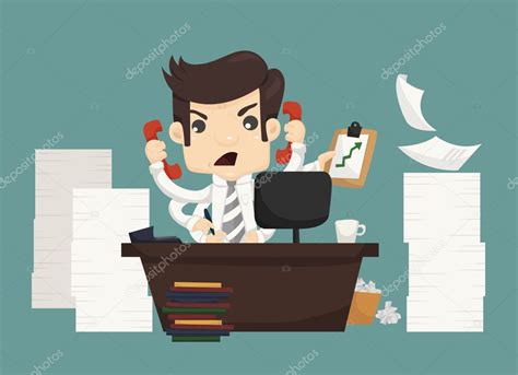Businessman Work Hard And Busy — Stock Vector © Ratch0013 41544151