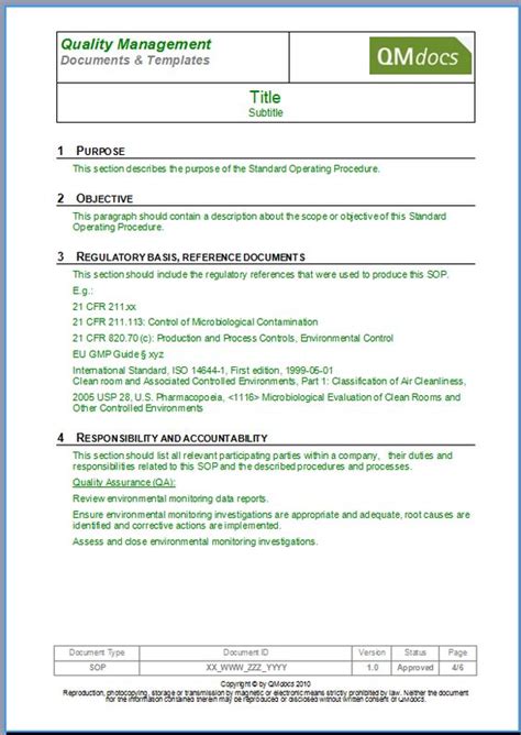 Standard Operating Procedure Template Sop Template Ideas For The