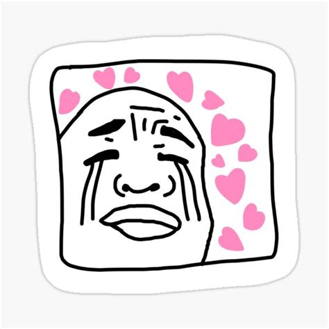 Crying Meme With Hearts Sticker For Sale By Sastoonspoon Redbubble