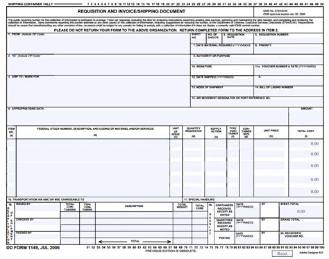 Dd Form 1149 Requisition And Invoice Shipping Launch From