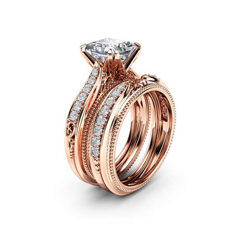 Aanbieding 18k Golden Diamond Princess Square Ring Luxury Engagement Anillos De Bague Etoile