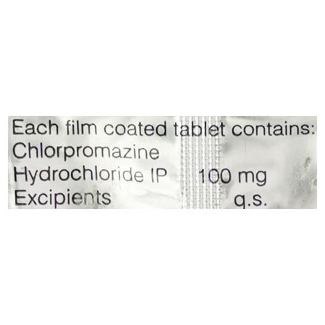 Chlorpromazine 100mg Tablet 10s Buy Medicines Online At Best Price