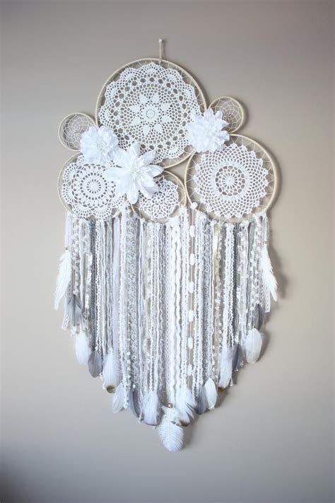 Large Dreamcatcher Wall Hanging White Cream Dream Catcher Floral