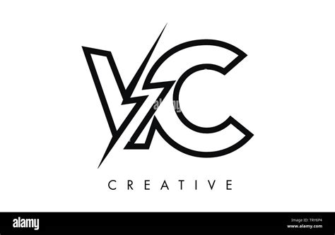Vc Letter Logo Design With Lighting Thunder Bolt Electric Bolt Letter