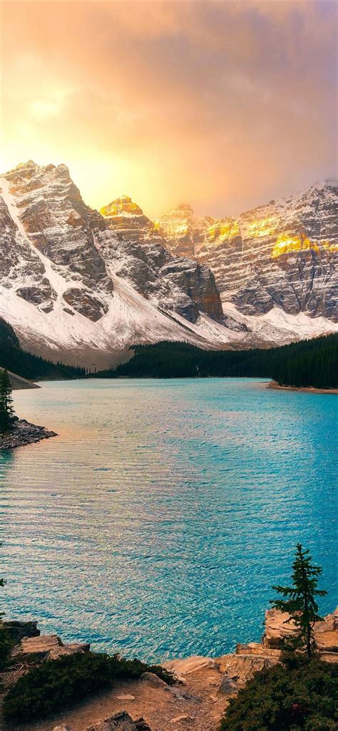 Moraine Lake Banff National Park Sunset Nature Iphone 11 Wallpapers