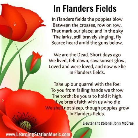 “in Flanders Fields” Is The Worlds Most Famous Memorial Poem By
