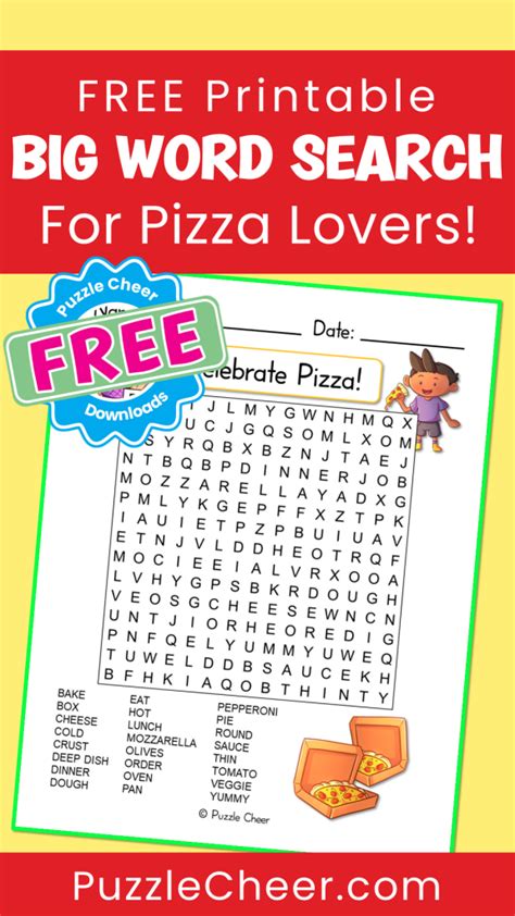 Pizza Pie Word Search For Kids Puzzle Cheer