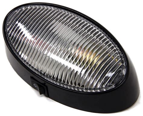 Rv Porch And Utility Light Oval Incandescent Clear Lens Wblack