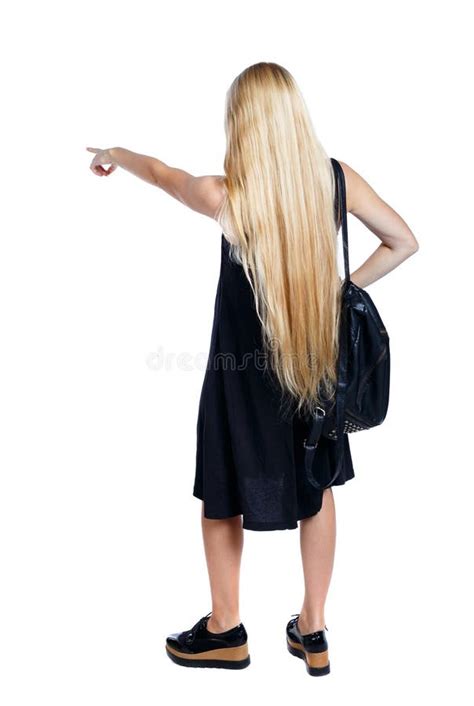 Back View Of Pointing Woman Stock Photo Image Of Blue Attractive