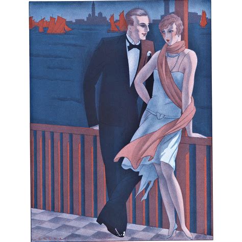 Vintage Valentine Art Deco Lovers Print