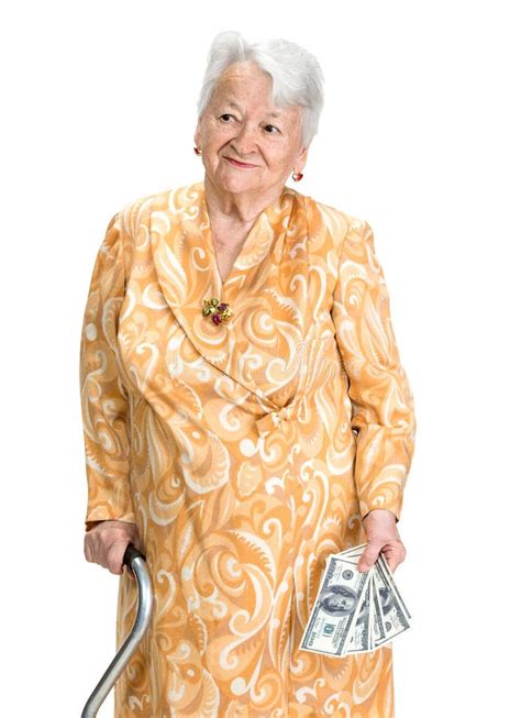 Smiling Old Woman Holding Money In Hands Stock Image Image Of America