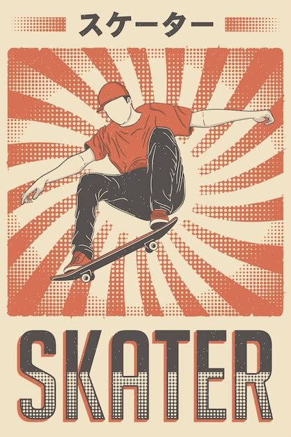 Premium Vector Retro Skater Skateboard Skateboarding Poster