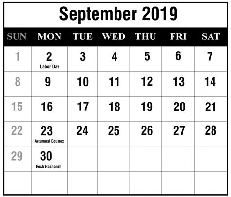 2019 September Calendar Pdf Best Printable Calendar