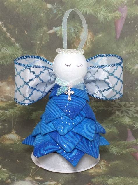 Handmade No Sew Quilted Ornament Blue Angel Quilted Christmas