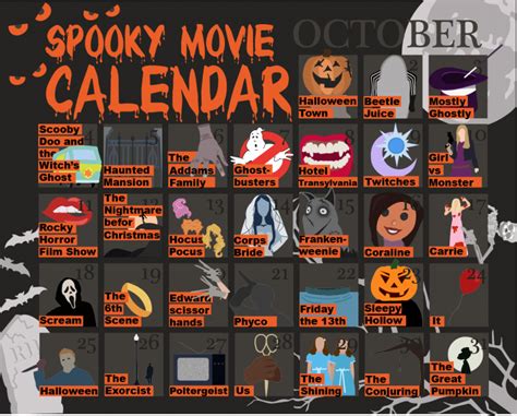 October Spooky Movie Calendar Manual Redeye