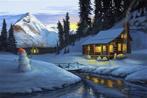 Cozy Winter Retreat Painting By Anthony J Padgett Fine Art America