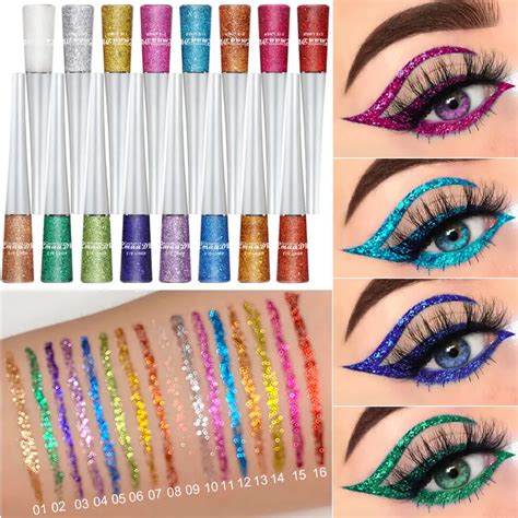 16 Colors Waterproof Glitter Metallic Liquid Eyeliner Pencil Long