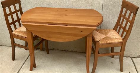 Uhuru Furniture And Collectibles Pine Drop Leaf Table And 2 Chairs With