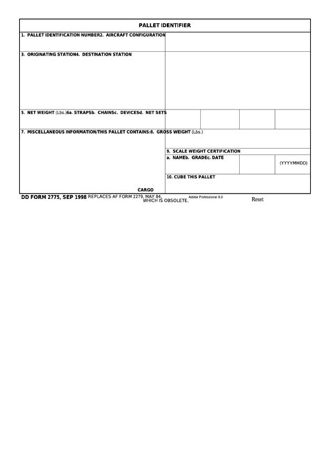 Fillable Dd Form 2775 Pallet Identifier Printable Pdf Download