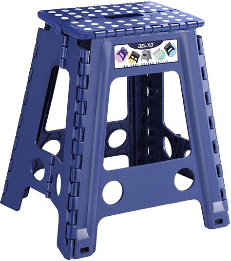 18” Folding Step Stool In Royal Blue1 Pack Premium Heavy Duty Foldable