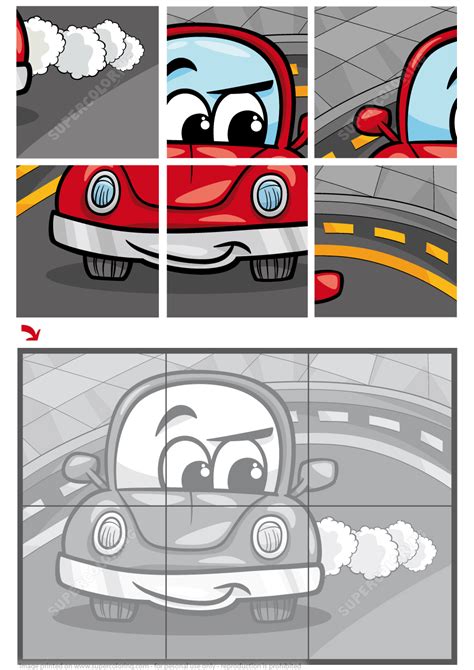 Jigsaw Puzzle With A Cartoon Car Free Printable Puzzle Games