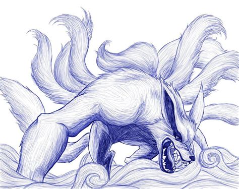 Kurama Naruto Naruto Kurama The Nine Tailed Fox Sketch By Kimberly