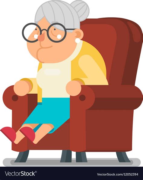 Sit Rest Granny Old Lady Character Cartoon Flat Vector Image Sexiezpicz Web Porn