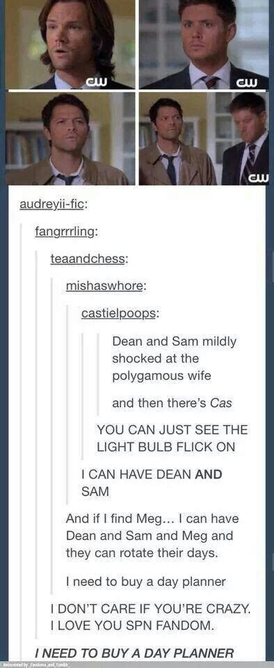Cas Needs A Day Planner And I Need A New Camera Supernatural Funny Supernatural