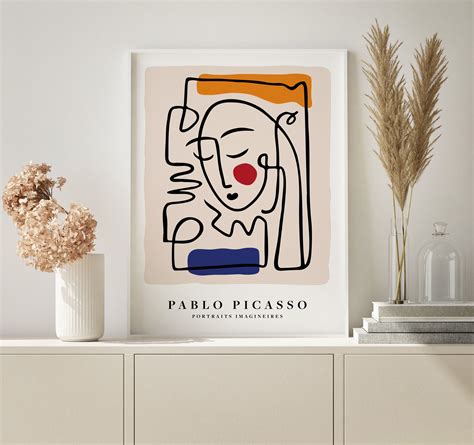 Picasso Line Art Minimalist Portrait Set 2 Modern Minimalist Etsy