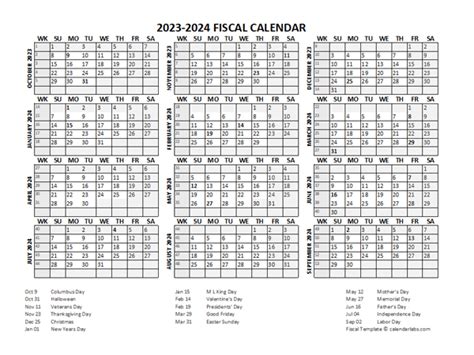 Fiscal Calendar Templates Free Printable Templates