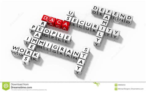 Crossword Puzzle With Daca Keywords Immigration Concept Stock