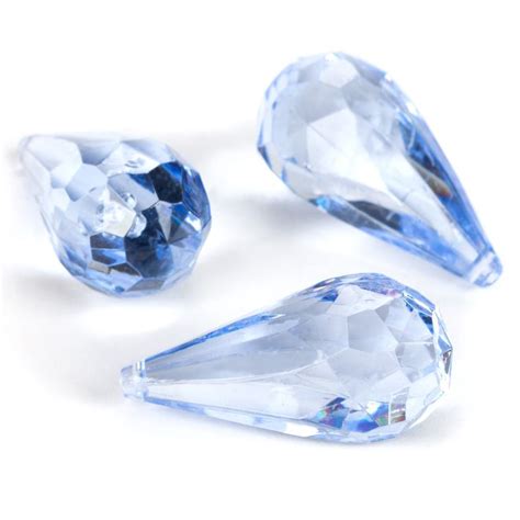 Light Blue Acrylic Teardrop Diamonds Decorative Gems 3 Cups