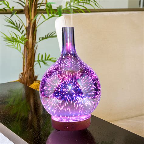 Ultrasonic Glass Aromatherapy Diffuser Humidifier 3d Firework Light Effect