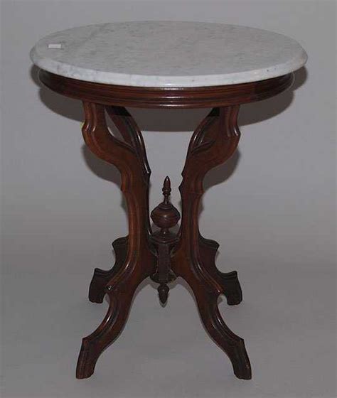 348 Victorian Antique Marble Top Side Table 27 Tall