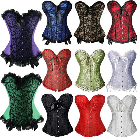 Womens Bridal Basque Gothic Lace Up Satin Corset Bustier Top Sexy Lingeries Plus Ebay